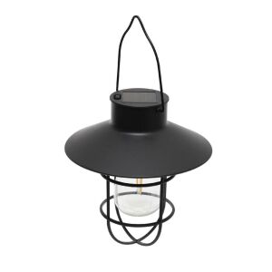 Vedere unghiulară a lămpii solare de grădină Home MX655, cadru metalic negru, lumină albă caldă - Home by Somogyi