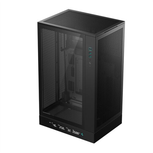 DeepCool Számítógépház - CH270 DIGITAL (fekete, Mini-ITX/Micro-ATX (BTF), 2xUSB3.0, Type-C, fekete)