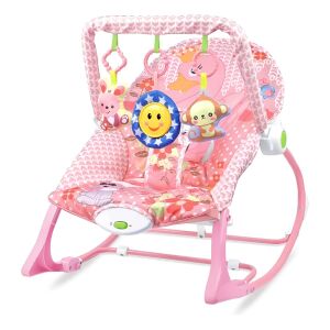 Timeless Tools Bujany Fotel dla Dzieci, różowy, z pałąkiem zabawkowym, funkcją wibracji i muzyki - Timeless Tools