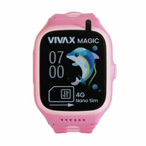 Smartwatch dla dzieci Vivax Magic 4G, różowy, widok z przodu - Inteligentne urządzenie