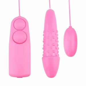 Vibrator dublu cu telecomanda NEXTLY, vibrator principal texturat si ou - functionare simultana sau individuala, intensitate ajustabila, functionare cu baterii, 60-13-12 roz 125190647