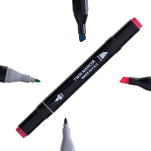 Markere cu alcool față-verso în husă 24 + suport 125199787 - Markere