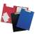 Esselte A4 clipboard with a pocket and a clip, black, blue and red
