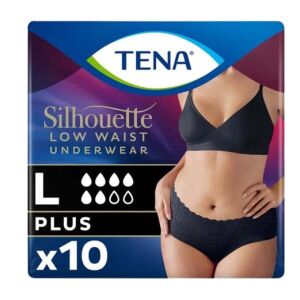 Tena Silhouette Plus Inkontinenz-Unterwäsche für Frauen mit niedriger Taille - L 10 Stück #schwarz 143409538 - Häusliche Pflege