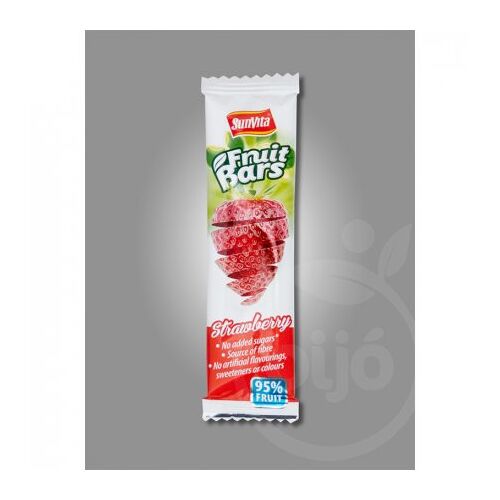 Sunvita Eper Gyümölcsszelet, 20g, egészséges snack 95% gyümölcstartalommal és hozzáadott cukor nélkül.