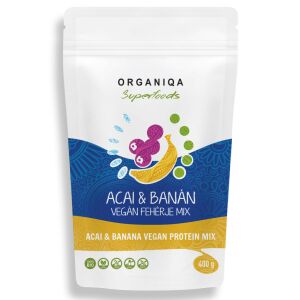 Organiqa bio acai-banán vegán fehérje 400 g 125242620 - Fehérje