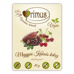 Primus vegán meggyes-kakaós keksz 80 g 125243197 - Keksz