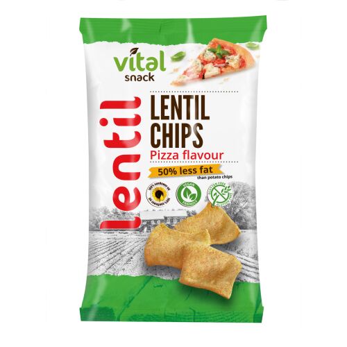 Vital Lencse Chips Pizza Ízű, 65g. Egészséges snack alternatíva. - Chips
