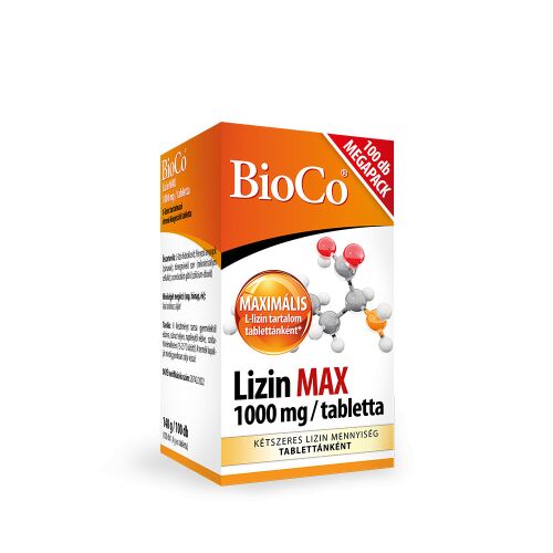 BioCo Lizin MAX 1000mg tabletta, 100 darabos megapack, L-lizin étrendkiegészítő - Bioco
