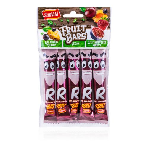 Sunvita Piros Bogyós Gyümölcsszelet, 5 darabos csomag, hozzáadott cukor nélkül, vegán, élelmi rost forrás - Édesség