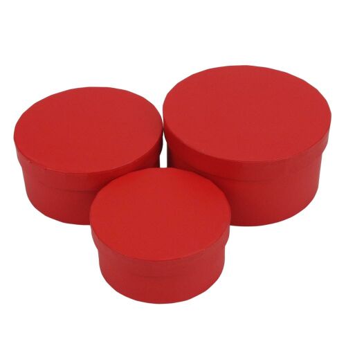 3 darabos kerek piros papír ajándékdoboz szett