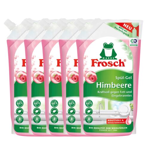 Frosch Săpun de vase cu zmeură, Reîncărcare, 5 x 800ml