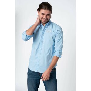 La Martina normál szabású ing hímzett logóval CCMC01 4XL INTL Blue 125260380 - Férfi ing