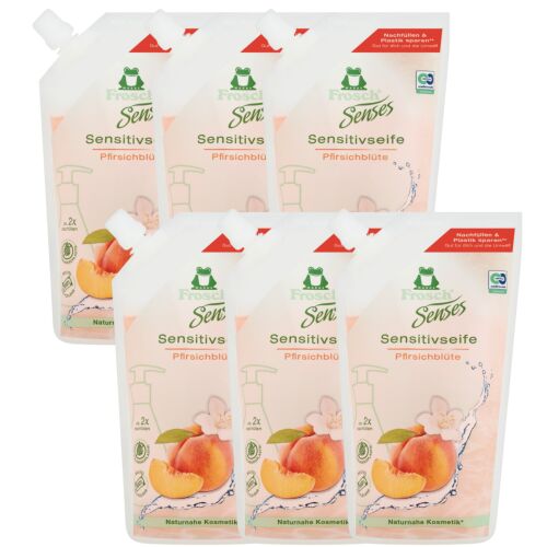 Frosch Pfirsich Flüssigseife Nachfüllpackung (6x500ml) - Sanfte Handreinigung