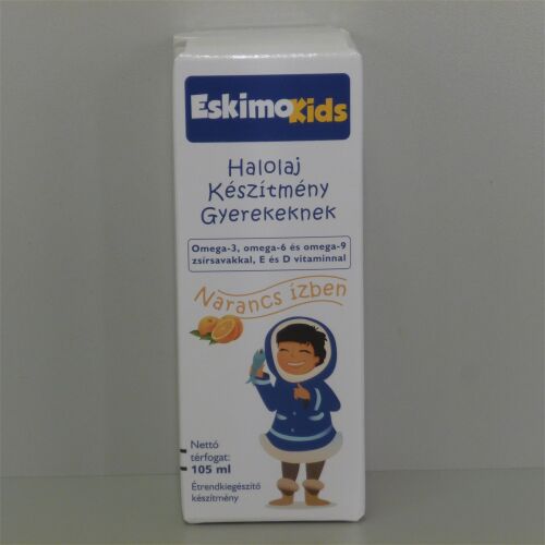 Eskimo Kids narancs ízű halolaj készítmény gyerekeknek, 105 ml - Étrendkiegészítő