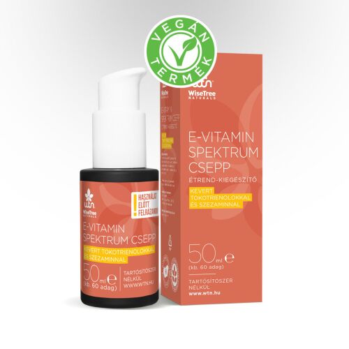 WTN E-vitamin spektrum csepp, 50ml, vegán, étrend-kiegészítő, kevert tokotrienolokkal és szezaminnal - WTN