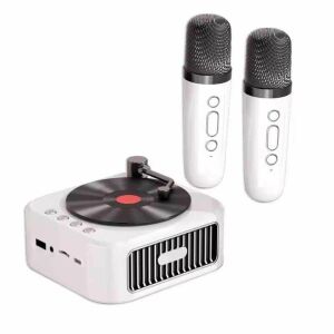 Set 2 Microfoane Karaoke Wireless cu Difuzor Portabil, Design Vinyl - Boxe Portabile