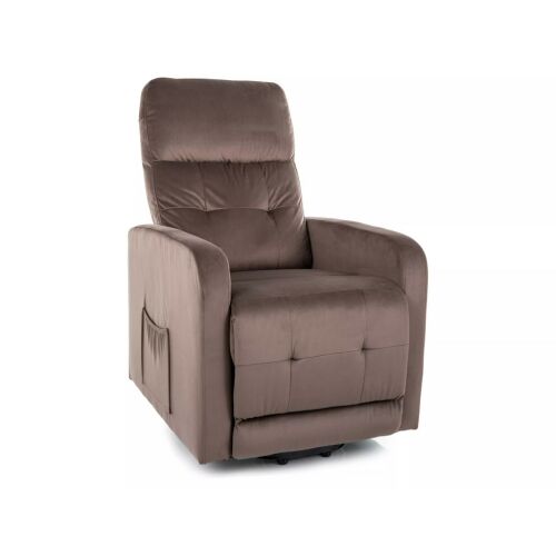 Otus II Elektromos Relax Fotel Bársony Cappuccino, elülnézet