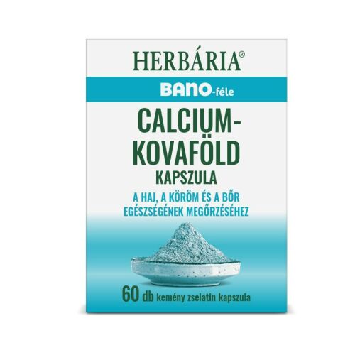 Herbária Bano-féle Calcium-Kovaföld kapszula, 60 kapszula, étrend-kiegészítő a haj, a köröm és a bőr egészségéért - Csonterősítő és porcerősítő