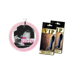 Ajándék szett Pink plüss huzat és Caribi autós légfrissítő 125308212 - Autós kormányhuzat