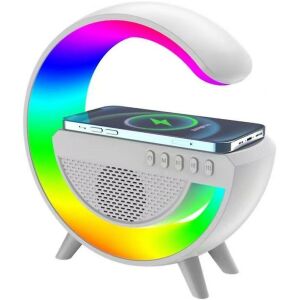 Bluetooth hordozható hangszóró, 3W, v5.3, Beépített FM rádió, TF kártyaolvasó, USB aljzat, Qi vezeték nélküli töltővel, 3.5mm, Kihangosított hívás támogatás, LED-es hangulatvilágítás, G500, f