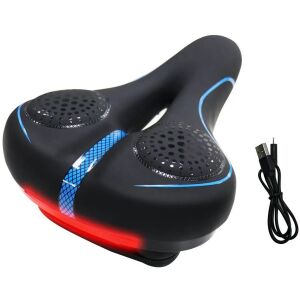 Kerékpáros / biciklis nyereg, ülés, beépített LED lámpával, FSBSD-232-1, fekete