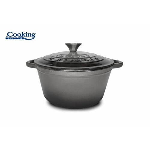 Cooking by Heinner Emaille-Gusseisen Topf mit Deckel, 4L, Marmor Grau