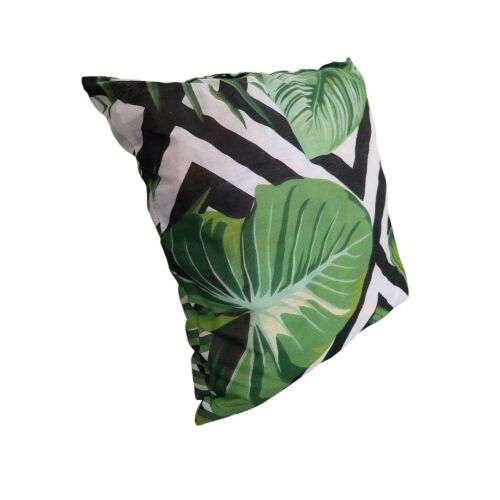 Fekete-fehér csíkos zöld leveles mintás hintaágy párna