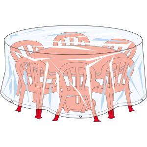 Vízálló kerti asztal huzat, 260cm x 190cm, kerek asztalhoz és székekhez - Kerti bútor takaró