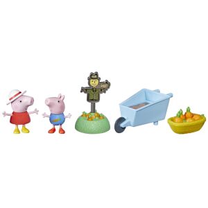 Peppa Pig kertészkedős játékkészlet 2 figurával és kiegészítőkkel, beleértve Peppa Piget és George Piget, egy talicskát, sárgarépát és egy madárijesztőt - Peppa Pig