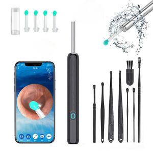 Zestaw do usuwania woskowiny usznej z bezprzewodowym Wi-Fi – czarny 125317280 - Uroda i zdrowie