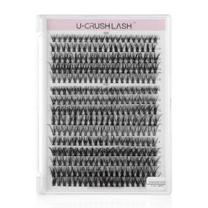 Set de gene individuale U-Crush Lash, 300 bucăți, densitate 30D, 40D, 50D, curbură D, lungime 8-16 mm, într-o cutie de plastic transparentă - Gene false