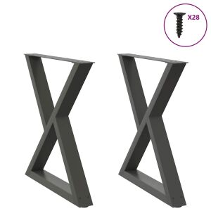 vidaXL Étkezőasztal lábak 2 db Antracit 80x(72-73,3) cm Acél 125322059 - Bútorláb