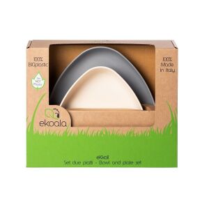 Zestaw 2 talerzy, eKoala, BIOplastic, Biały/Szary