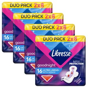 Libresse Goodnight Ultra Large Binden, Doppelpack 2x8, für maximalen Schutz über Nacht - Damenbinden