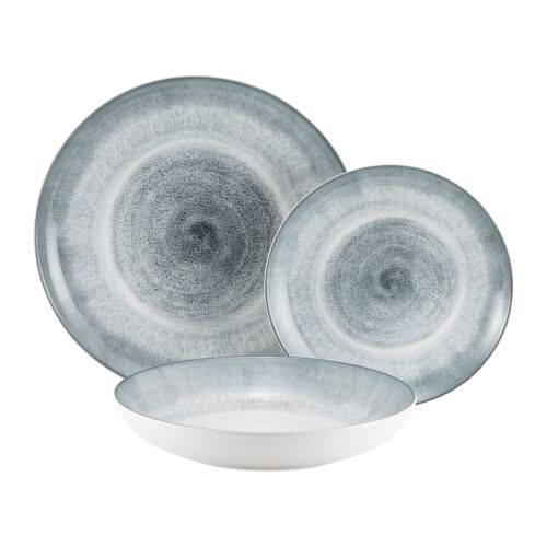 Ambition Aqua 18-piece blue ceramic dinnerware set