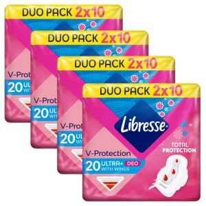 Libresse Ultra Deo Fresh Normal Damenbinden, 4 Packungen à 20 Stück - Damenbinden
