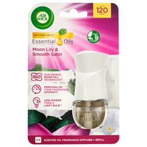 Air Wick Electric Essential Oil Diffuser with Moon Lily & Smooth Satin Scent Refill - Cleaning