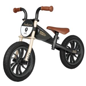 QPlay Feduro balance bike in black and gold, for kids ages 3-6 - QPlay