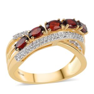 Arannyal Bevont Ezüst Gyűrű Barton Gránáttal és Fehér Topázzal, ROS258/57 125349927 - Divat & Öltözködés