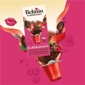 Belmio Chocolate Raspberry Cake kávékapszula, 10 darabos kiszerelés. Nespresso kompatibilis ízesített kávépárnák. - Belmio