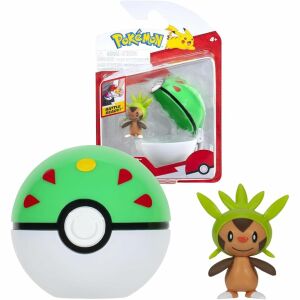 Pokémon Chespin Figur und Freund Ball, Clip N Go Spielzeug - Jazwares