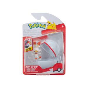 Pokémon Clip N Go Scorbunny Figur mit Premier Ball Verpackung - Jazwares