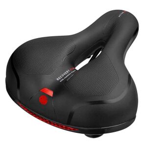 Anatómiai gél kerékpárülés LED lámpával, univerzális méret, fekete, ferde nézet - Kerékpár alkatrész