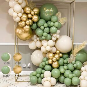 Léggömb ív készlet, 65 db, zöld, arany és fehér