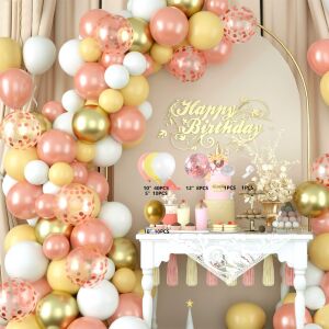 Fehér, arany és rózsaszín léggömb ív készlet parti dekorációhoz, 70 darab - Party kellék