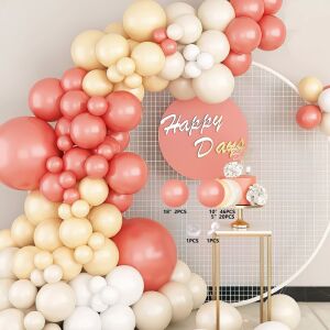 Léggömb ív készlet, 70 db, rózsaszín és fehér léggömbök, parti dekorációhoz - Party kellék