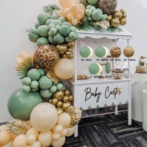 Léggömb készlet ívhez, 65 db, zöld, arany