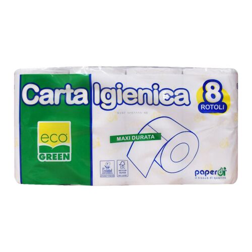 Paperdi Maxi Durata 2 rétegű toalettpapír, 8 tekercs/csomag, Eco Green