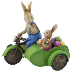 Veľkonočná dekorácia, Zajačiky na motorke, 21 cm, viacfarebné 125360445 - Veľkonočná výzdoba